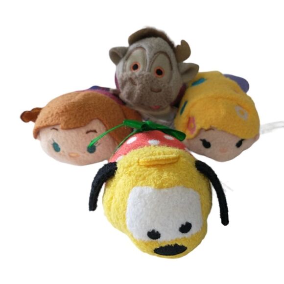 Disney Frozen Tsum Tsum Lot X 4 Figures Anna Olaf Sven Rapunzel Stuffed Toys - Picture 1 of 14